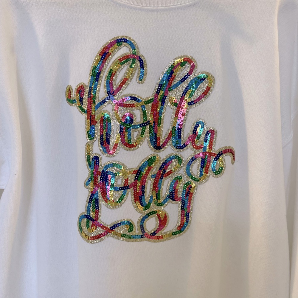 Holly Jolly Christmas Sweatshirt sequin appliqué